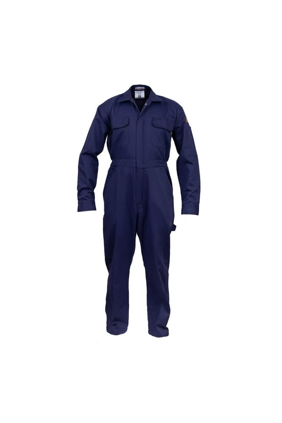 Classic Safety Work Coverall – 100% Cotton, 7 oz (X-Large, Navy Blue)