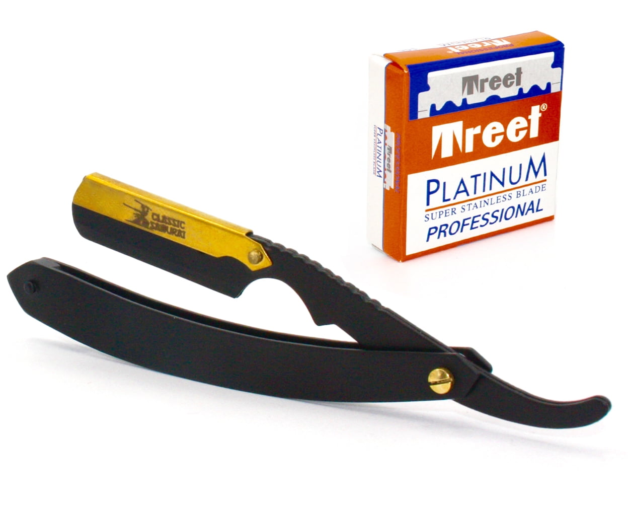 Treet Razor Golden Classic Samurai CS-102 Matte Black Golden Head Stainless Steel ...