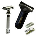 thumbnail image 1 of Classic Samurai CS-206 Heavy Duty "Barber Pole" Long Double Edge Safety Razor with Genuine Leather Shaving Travel/Protec, 1 of 4