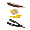 thumbnail image 1 of Classic Samurai CS102 Matte Black Wholes + CS101 Brown Professional Barber Straight Edge Shaving Razor 2 pcs for Men + 100 Shark single edge Razor Blades, 1 of 8