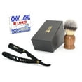 thumbnail image 1 of Classic Samurai Stainless Steel Men Shaving Set with CS-102 Matte Black Wholes Professional Barber Straight Edge Razor with 100 Lord Platinum Edge Razor Blades, Shaving Brush, 1 of 6