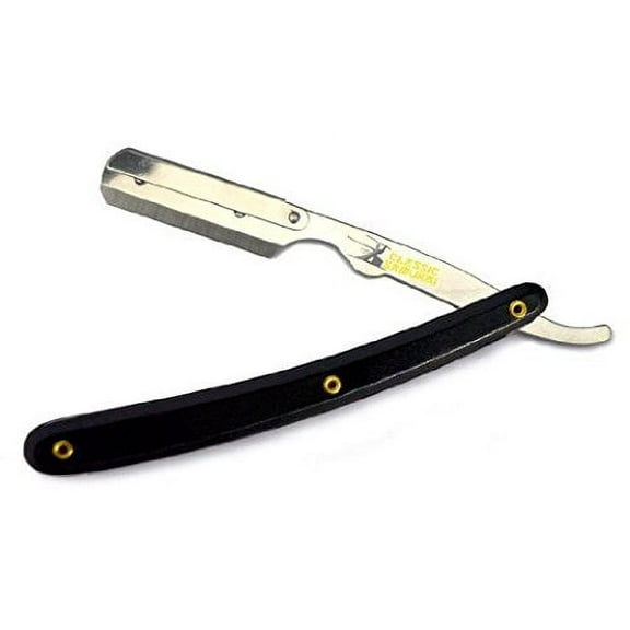 Classic Samurai Stainless Steel Professional Barber Straight Edge Razor (BLACK)