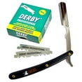 thumbnail image 1 of Classic Samurai Stainless Steel Professional Barber Straight Edge Razor with 100 Derby Single Edge Razor Blades (Black), 1 of 4