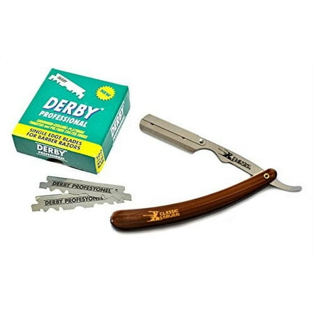 Classic Samurai Stainless Steel Professional Barber Straight Edge Razor with 100