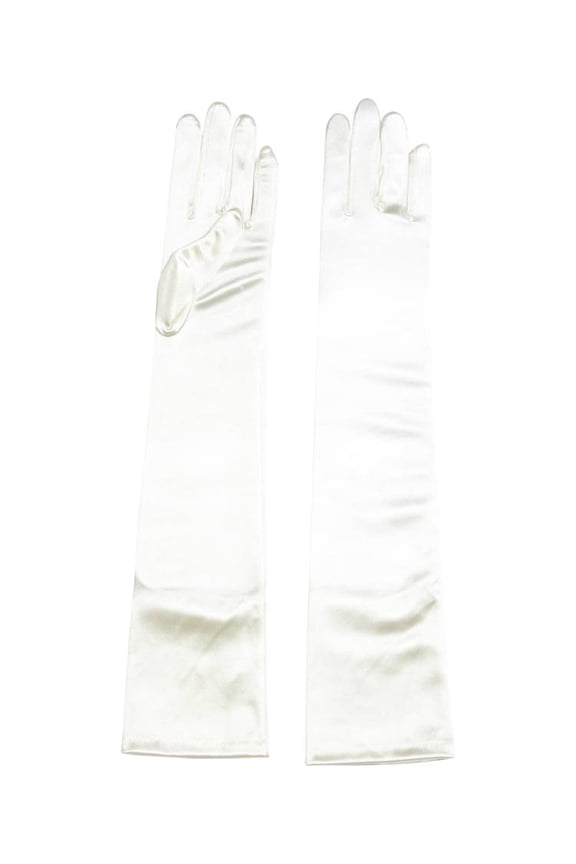 Classic Satin Gloves - In 3 Lengths & 23 Colors (Below the Elbow, White)