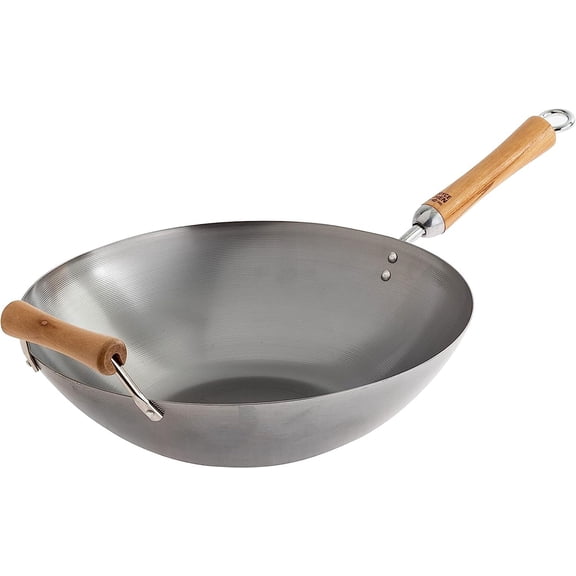 Classic Series 14-Inch Carbon Steel Wok with Birch Handles