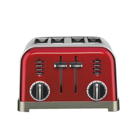 Classic Series 4-Slice Red Wide Slot Toaster with Crumb Tray