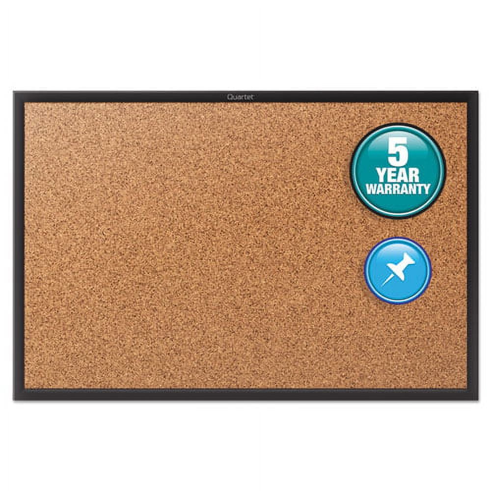 "Classic Series Cork Bulletin Board, 24x18, Black Aluminum Frame | Bundle of 10 Each"