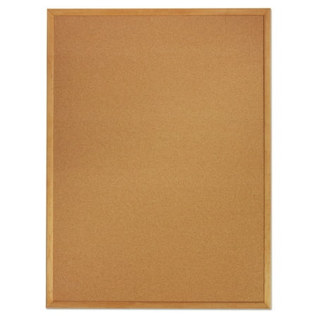 Quartet Oak Frame Cork Bulletin Board - 24" Height X 36" Width - Oak Frame (QRT303)