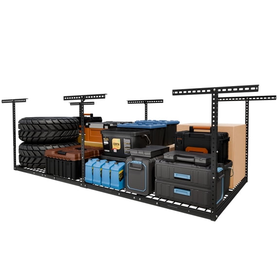 Classic Series Heavy-Duty Metal Garage Storage Overhead Ceiling Storage Rack, 96L x 48W x 22H, Black