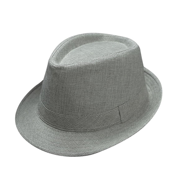Classic Short Brim Panama Fedora Hat for Men and Women, Vintage Jazz Felt Sombrero Top Hat for Summer Beach and Sun Protection, Foldable Gatsby Costume Hat for Party and Outdoor Events,Grey