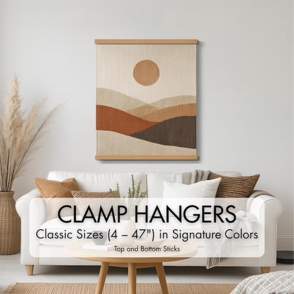 Classic Signature Clamp Art Hanger Top + Bottom | Wooden Poster Frame for Heavy Artwork, Unframed Paper Poster 16x20in