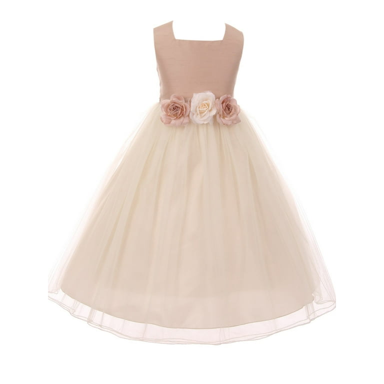 Classic Silk Bodice Elegant Waist Little Girl Graduation Flower