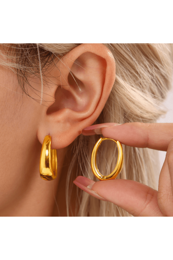 Classic Simple Circle Creole Earrings Female 14K Yellow Gold Round Hoop Earrings For Women Jewelry New