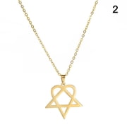 Classic Simple Heartagram Star Heart Stainless Steel Pendant Necklace Jewelry