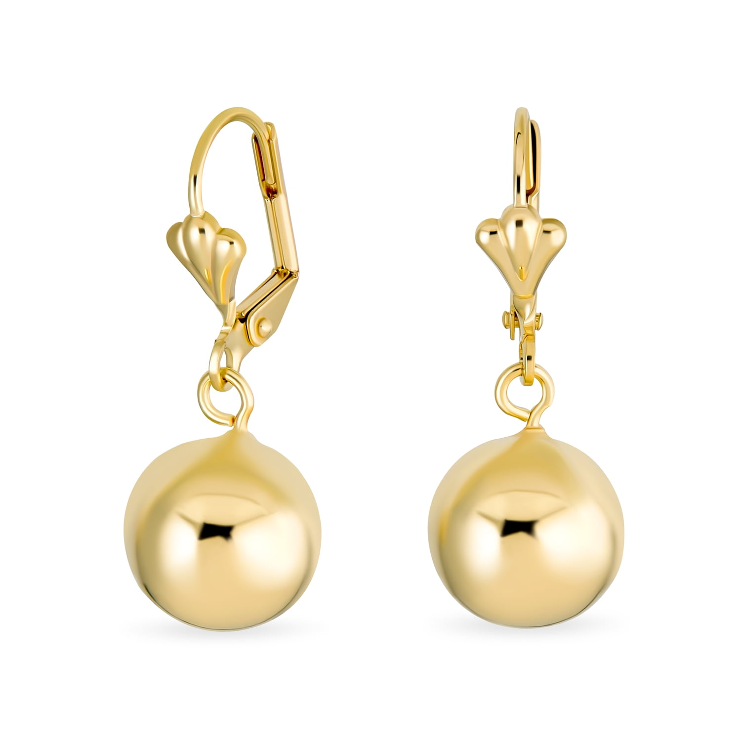 Classic Simple Round Lightweight Dangle Lever Back Drop Ball Earrings ...