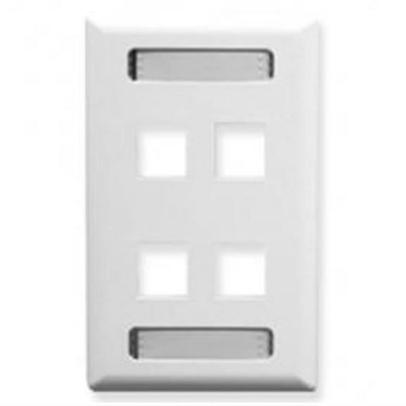 Classic Single Gang Faceplate With ID - White- 4 Port