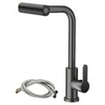 thumbnail image 1 of Classic Single Handle Pull Out Faucet, Waterfall Stainless Steel Sink Faucet for Farmhouse Camper Laundry Rv Bar (Black), 1 of 8