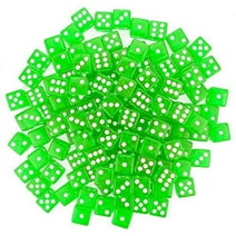 Classic Six-Sided Board Game d6 Pipped Dice, 16mm Green, 100-pack