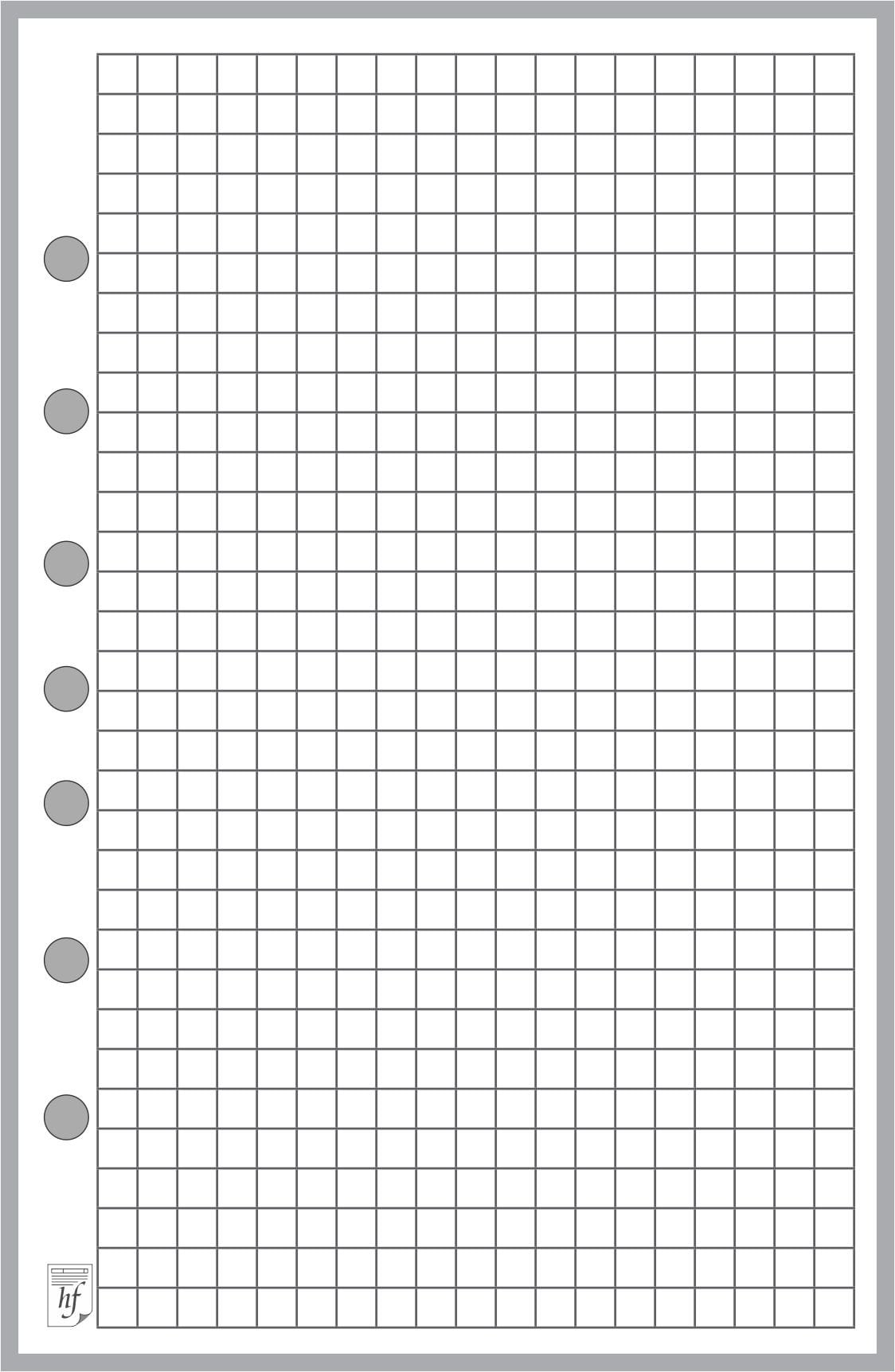 Classic Size Graph Paper Refill, 0.25â€ Grid, Sized and Punched with 7