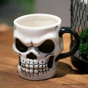 Classic Skeleton Face Spooky 4 Mug, Ceramic Halloween Gothic Kitchen Cup Decor