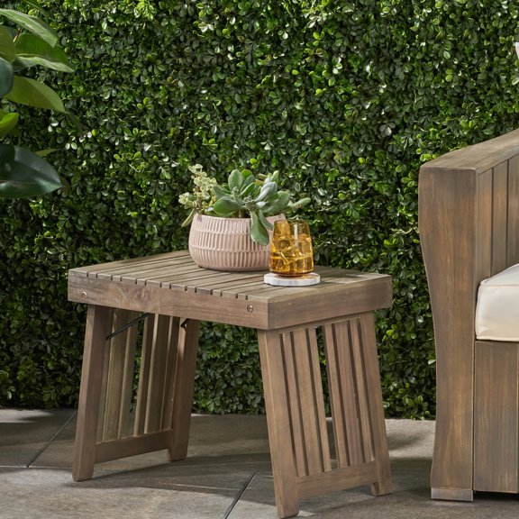 Classic Slat Design - Foldable Side Table for Convenient Transport