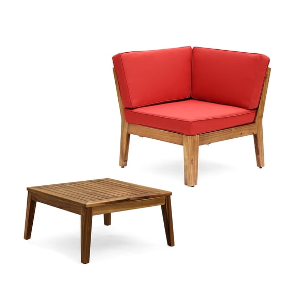 Classic Slat Design - Red Acacia Wood Corner and Coffee Table for a Homey Feel