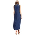 thumbnail image 1 of Classic Sleeveless Blue Jean Button Down Denim Pocket Collar Shirt Dress, 1 of 3