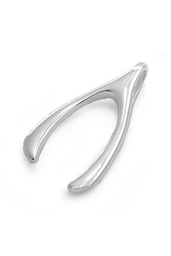 Classic Slider Wishbone Pendant .925 Sterling Silver High Polish Bone Charm Jewelry Female Unisex