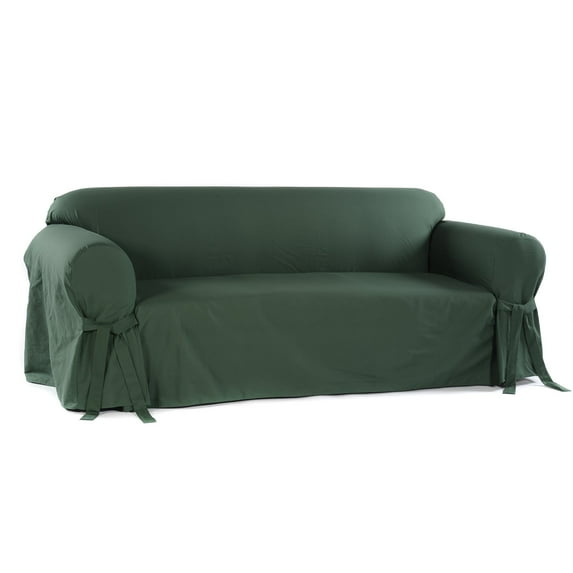 Classic Slip Covers 1-Piece Cotton Loveseat Slipcover With Bowties