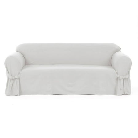 Classic Slip Covers 1-Piece Cotton Loveseat Slipcover With Bowties