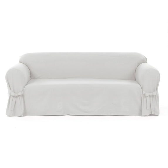 Classic Slip Covers 1-Piece Cotton Loveseat Slipcover With Bowties