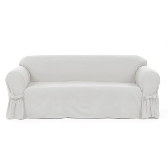 Classic Slip Covers 1-Piece Cotton Sofa Slipcover With Bowties