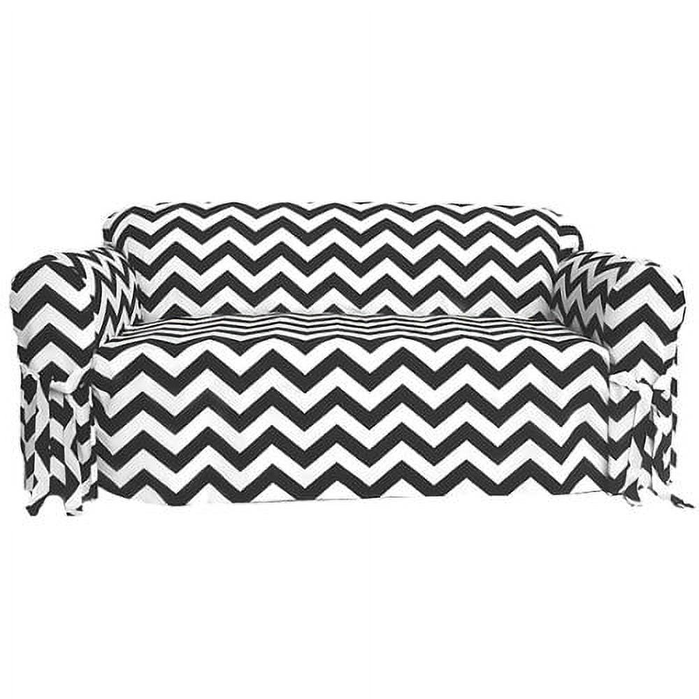 Black and White Chevron Cotton Sofa Slipcover