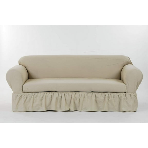 Classic Slipcovers Cotton 2 Piece Washable Ruffled Sofa Slipcover