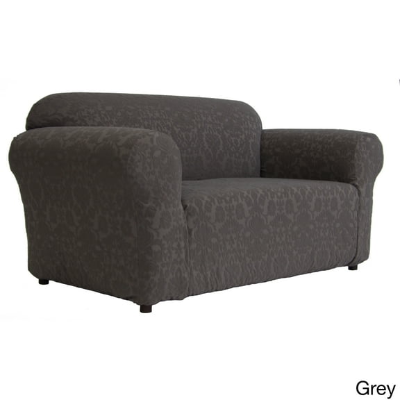 Classic Slipcovers Floral Jacquard 1-piece Stretch Loveseat Slipcover Grey