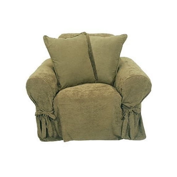 classic slipcovers heavy microsuede chair slipcover, sage