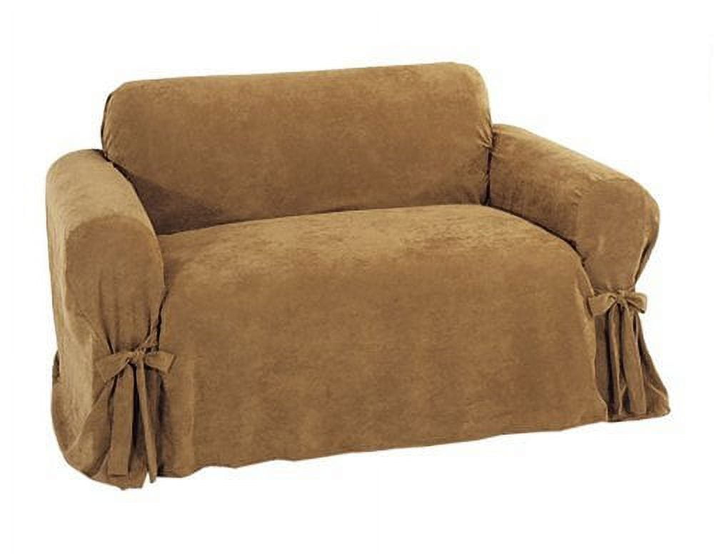 Classic Slipcovers Heavy Microsuede Loveseat Slipcover, Cappuccino