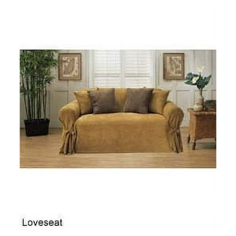 Classic Slipcovers Heavy Microsuede Sofa Slipcover Burgundy