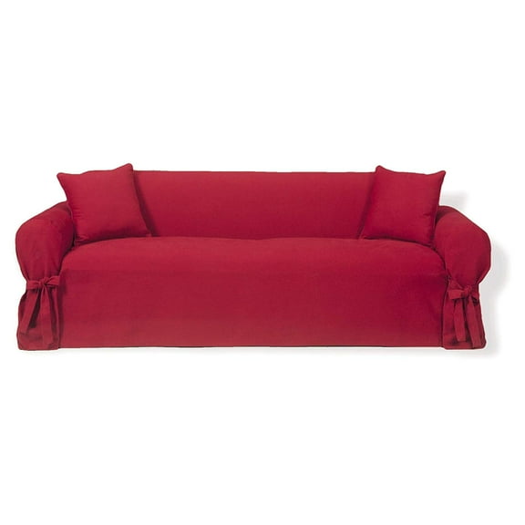 Classic Slipcovers Twill One Piece Washable Loveseat Slipcover Red