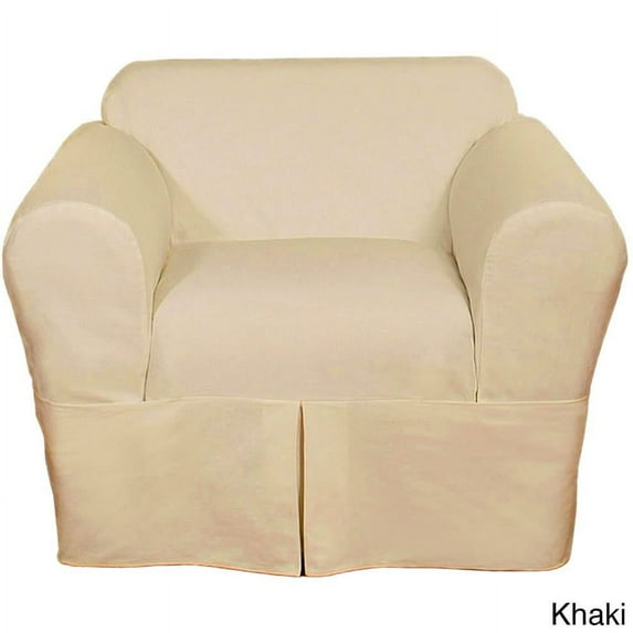Classic Slipcovers Two Piece Twill Chair Slipcover Khaki