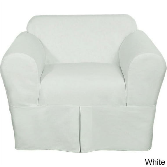 Classic Slipcovers  Two Piece Twill Chair Slipcover White