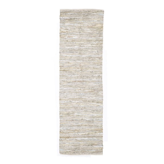 Classic Small Beige Leather Rug