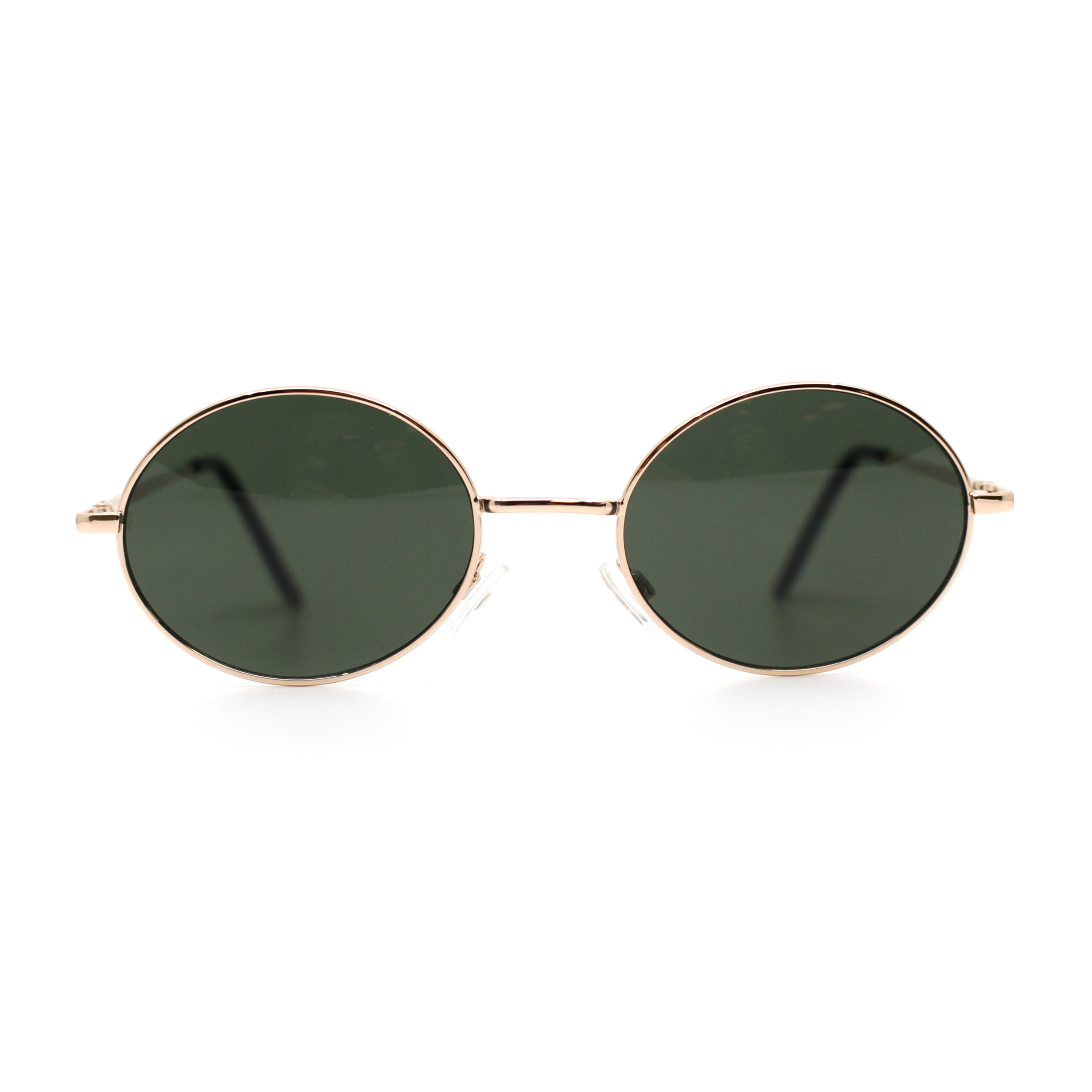 Classic Small Oval Spring Hinge Metal Rim Sunglasses Gold  display picture 1