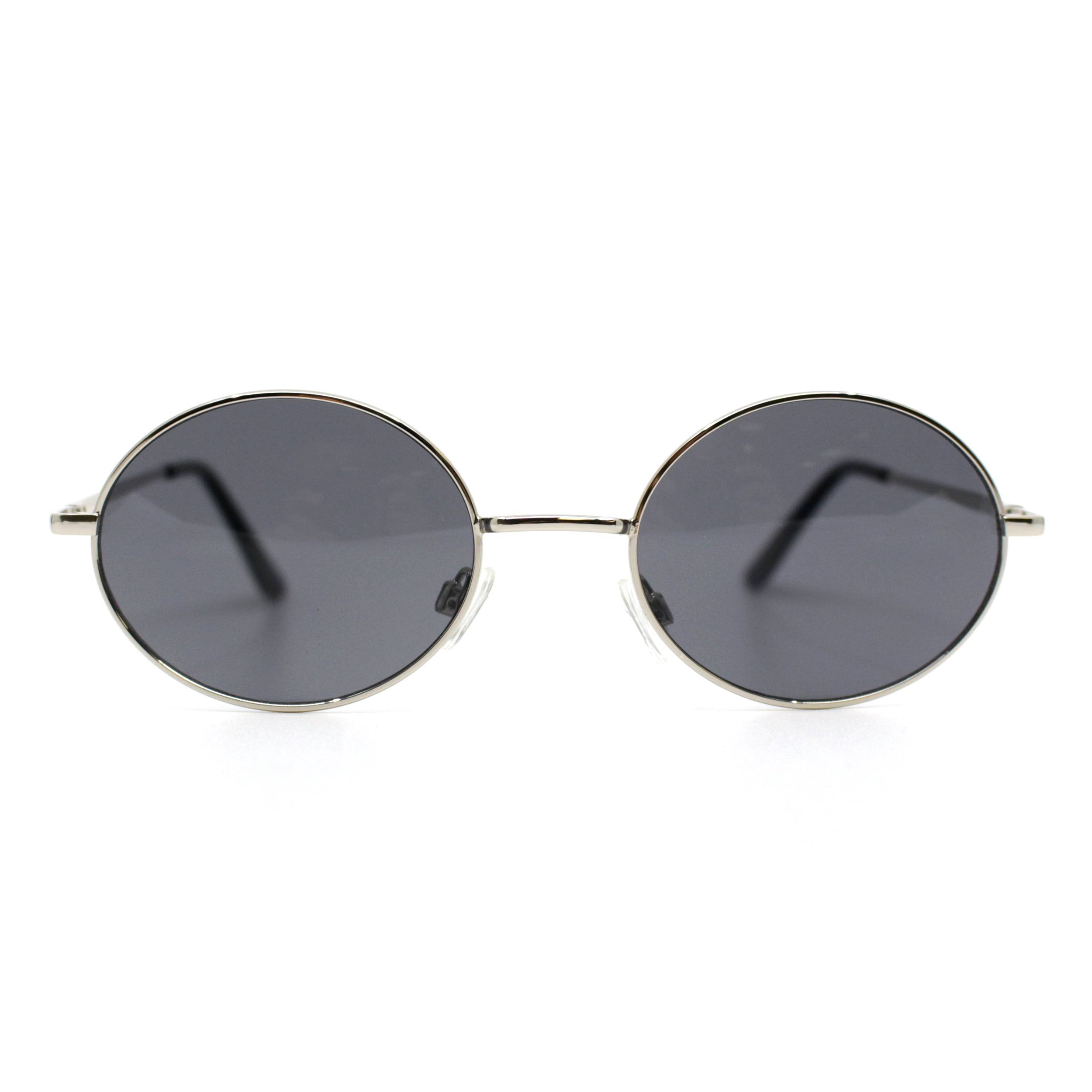 Classic Small Oval Spring Hinge Metal Rim Sunglasses Silver  display picture 2
