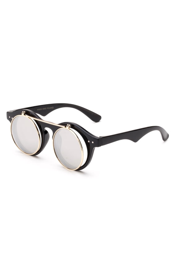 Classic Small Retro Steampunk Circle Flip Up Glasses / Sunglasses Cool Retro New Model
