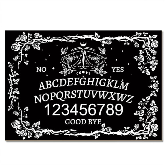 Classic Small Wooden Spirit Board Rose Flower Pendulum Board Talking Board for Divination Altar Decor Stand Plaque for Witchcraft Witch Altar Supplies Gift Home Decor 11.8 x 8.3inch- Black