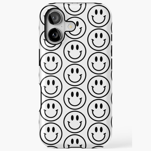 Classic Smiley Face Pattern Minimalist Shell iPhone 17 through 11 Pro Max