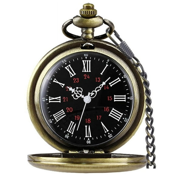 Classic Smooth Vintage Pocket Watch Alloy Steel Quartz Roman/Arabic Numerals with Chain for Father's Day Xmas Best Gifts Graduation Birthday Gifts