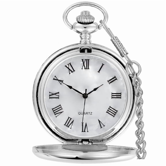 Classic Smooth Vintage Quartz Pocket Watch, Roman Numerals Scale for Mens Womens Watch with Chain Christmas Graduation Birthday Gifts Fathers Day